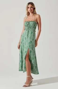 Amalea Floral Midi Dress 11 Amalea Floral Midi Dress -Chic Outfit Shop ACDR101815 GREENFLORAL 3
