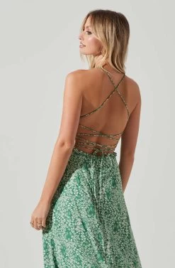 Amalea Floral Midi Dress 12 Amalea Floral Midi Dress -Chic Outfit Shop ACDR101815 GREENFLORAL 5