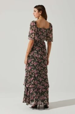 Gracelynn Tiered Short Sleeve Floral Maxi Dress -Chic Outfit Shop ACDR101841 BLACKPINKFLORAL 6