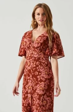 Kenzie Floral Maxi Dress -Chic Outfit Shop ACDR101860DS RUSTFLORAL 4