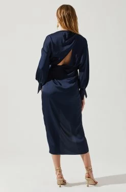 Sadyra Drop Shoulder Wrap Dress -Chic Outfit Shop ACDR101865 MIDNIGHTBLUE 6