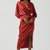 Sadyra Drop Shoulder Wrap Dress -Chic Outfit Shop ACDR101865 RUST 1