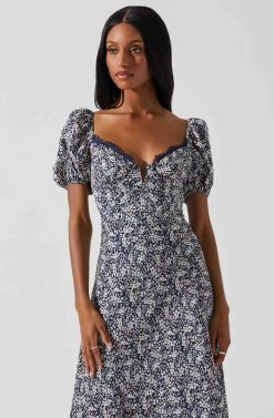 Sylvie Short Sleeve Sweetheart Neck Dress -Chic Outfit Shop ACDR101889SH NAVYDITSY 4