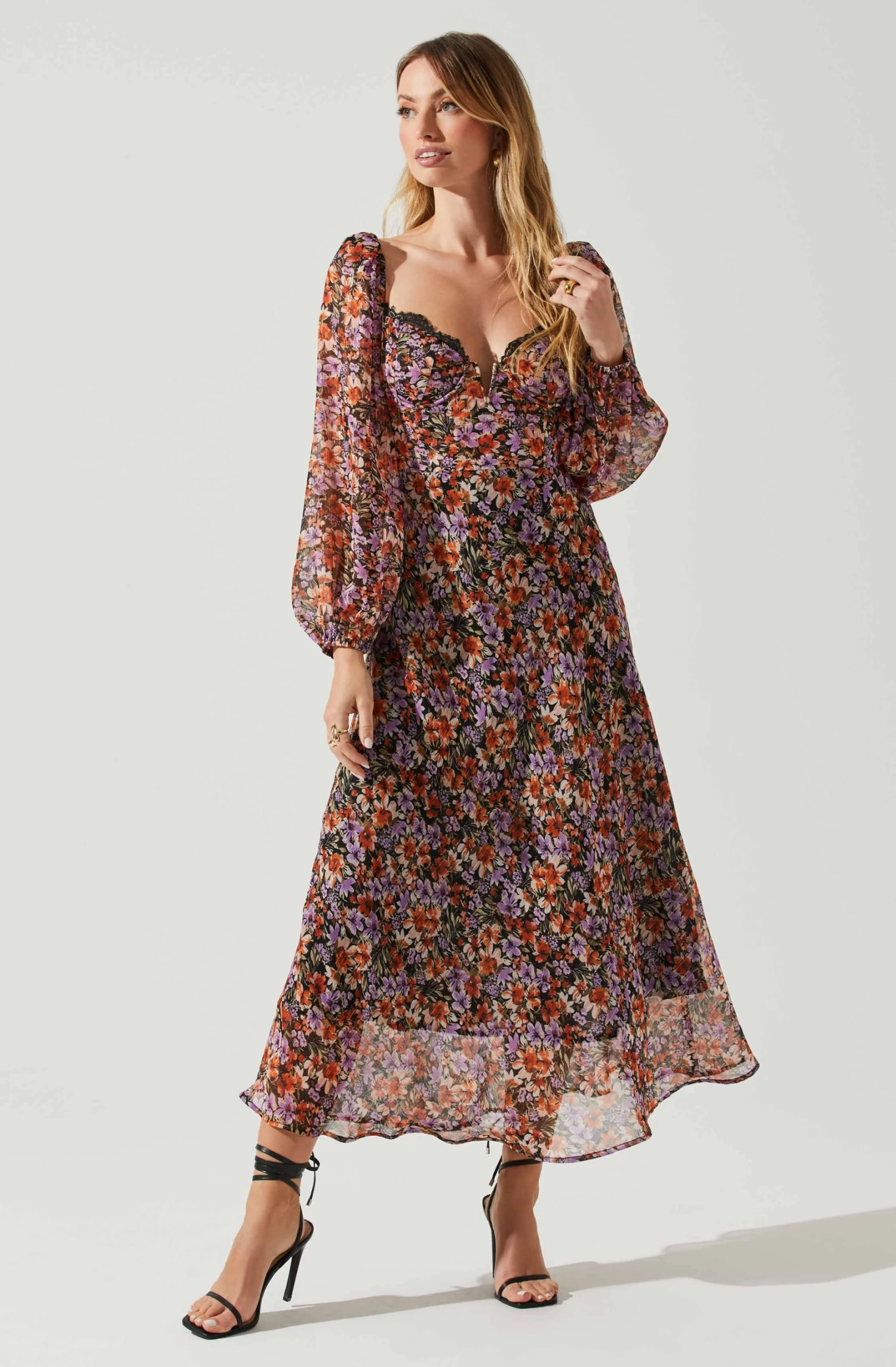 Sylvie Floral Puff Sleeve Midi Dress 5 Sylvie Floral Puff Sleeve Midi Dress - Image 3