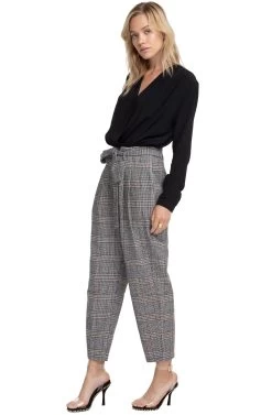 Tie Waist Trousers 8 Tie Waist Trousers -Chic Outfit Shop ACP6471 BLACK BROWN COMBO 02