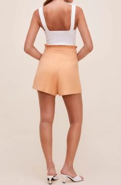 Pacific Pleated Tie Waist Shorts -Chic Outfit Shop ACP7113L PEACHPAPAYA 5