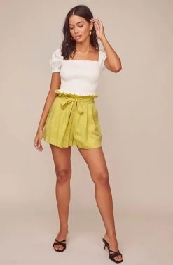 Pacific Pleated Shorts -Chic Outfit Shop ACP7113 LEMON 1