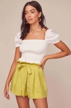 Pacific Pleated Shorts -Chic Outfit Shop ACP7113 LEMON 2