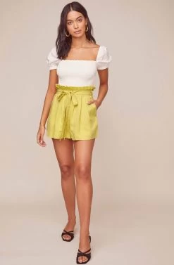 Pacific Pleated Shorts -Chic Outfit Shop ACP7113 LEMON 3