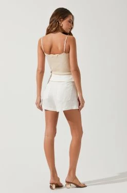 Kenia Tie Waist Shorts 19 Kenia Tie Waist Shorts -Chic Outfit Shop ACP7220 WHITE 3
