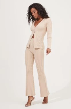 Maida Ribbed Knit Flare Pants 18 Maida Ribbed Knit Flare Pants -Chic Outfit Shop ACP7223 LATTE 1