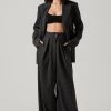 Boyfriend Pleated Criss-Cross Waist Pants -Chic Outfit Shop ACP7225WST CHARCOALSTRIPE 1