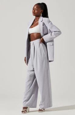 Boyfriend Criss Cross Pleated Wide Leg Pants -Chic Outfit Shop ACP7225 HAZEBLUE 1