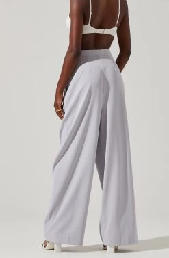 Boyfriend Criss Cross Pleated Wide Leg Pants -Chic Outfit Shop ACP7225 HAZEBLUE 3