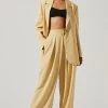 Boyfriend Criss Cross Pleated Wide Leg Pants -Chic Outfit Shop ACP7225 MAIZE 1