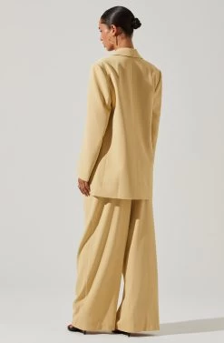 Boyfriend Criss Cross Pleated Wide Leg Pants -Chic Outfit Shop ACP7225 MAIZE 4