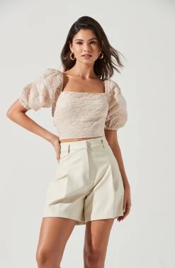 Wilma Faux Leather Shorts -Chic Outfit Shop ACP7242 IVORY 1477