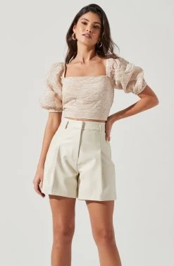 Wilma Faux Leather Shorts -Chic Outfit Shop ACP7242 IVORY 1480