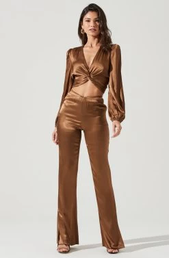 Veira Satin Tie Waist Pants