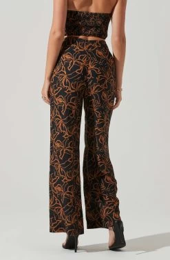 Sayla Wide Leg Abstract Print Pants -Chic Outfit Shop ACP7246 BLACKRUSTPRINT 4
