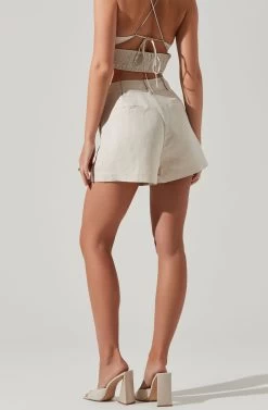 Amiah Seamed High Waist Shorts 24 Amiah Seamed High Waist Shorts -Chic Outfit Shop ACP7247 ECRU 3