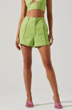 Amiah Seamed High Waist Shorts 28 Amiah Seamed High Waist Shorts -Chic Outfit Shop ACP7247 KIWI 3