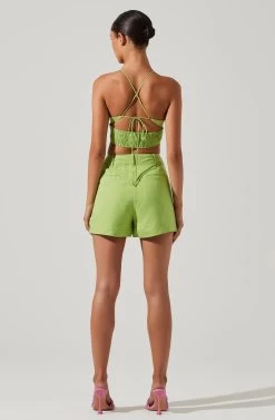 Amiah Seamed High Waist Shorts 30 Amiah Seamed High Waist Shorts -Chic Outfit Shop ACP7247 KIWI 6