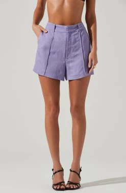 Amiah Seamed High Waist Shorts 34 Amiah Seamed High Waist Shorts -Chic Outfit Shop ACP7247 LAVENDER 3