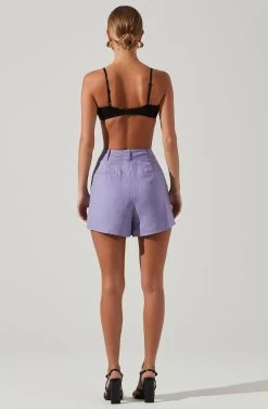 Amiah Seamed High Waist Shorts 36 Amiah Seamed High Waist Shorts -Chic Outfit Shop ACP7247 LAVENDER 5