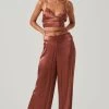 Amiah Satin Tie Waist Wide Leg Pants -Chic Outfit Shop ACP7255S ROSEBROWN 1