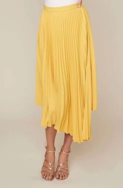 Elliot Pleated Midi Skirt -Chic Outfit Shop ACS9013 MUSTARD 2 2 AA