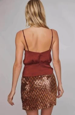 Tai Sequin Skirt 10 Tai Sequin Skirt -Chic Outfit Shop ACS9037 RUST GOLD SEQUINS 4B