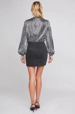Countdown Mini Skirt -Chic Outfit Shop ACS9038 SILVER HOUNDSTOOTH 3