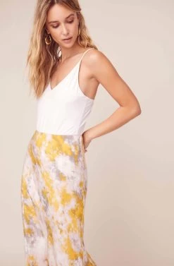 Nava Tie Dye Midi Skirt -Chic Outfit Shop ACS9045C LEMON PINK TIE DYE 7