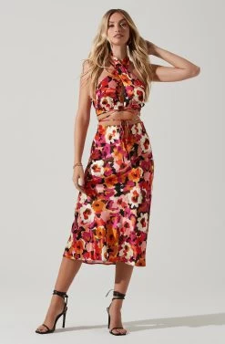 Nava Floral Midi Skirt 10 Nava Floral Midi Skirt -Chic Outfit Shop ACS9045S REDFLORAL 1