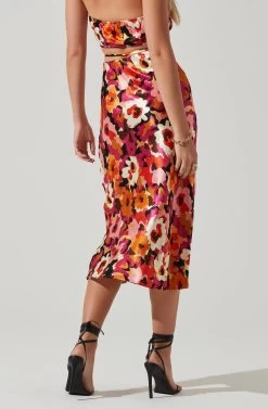 Nava Floral Midi Skirt 11 Nava Floral Midi Skirt -Chic Outfit Shop ACS9045S REDFLORAL 4