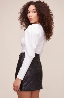 Quilted Mini Skirt -Chic Outfit Shop ACS9055 BLACK 4