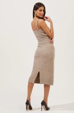 Belmont Knit Midi Skirt -Chic Outfit Shop ACS9063 TAUPEGREYMARL 2