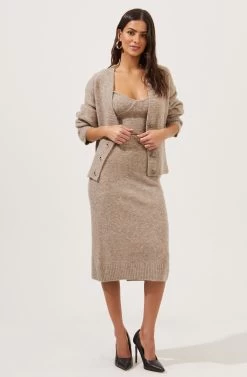 Belmont Knit Midi Skirt -Chic Outfit Shop ACS9063 TAUPEGREYMARL 5