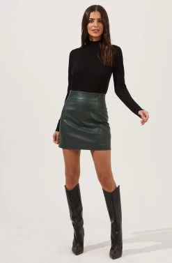 Meika Faux Leather Mini Skirt 22 Meika Faux Leather Mini Skirt -Chic Outfit Shop ACS9072 GREEN 1