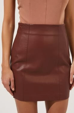Meika Faux Leather Mini Skirt 27 Meika Faux Leather Mini Skirt -Chic Outfit Shop ACS9072 RUSTBROWN 2