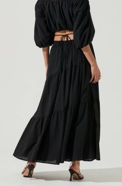Balboa Tiered Maxi Skirt 33 Balboa Tiered Maxi Skirt -Chic Outfit Shop ACS9080 BLACK 4