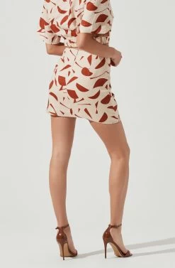 Nirina Abstract Print Mini Skirt -Chic Outfit Shop ACS9087 RUSTABSTRACT 5