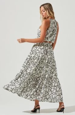 Cecile Abstract Print Midi Skirt 9 Cecile Abstract Print Midi Skirt -Chic Outfit Shop ACS9090 WHITEBLACKPRINT 3