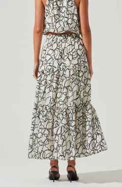 Cecile Abstract Print Midi Skirt 8 Cecile Abstract Print Midi Skirt -Chic Outfit Shop ACS9090 WHITEBLACKPRINT 4