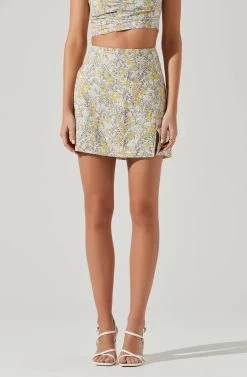 Covina Floral Side Slit Mini Skirt 10 Covina Floral Side Slit Mini Skirt -Chic Outfit Shop ACS9096B YELLOWMULTIFLORAL 1150