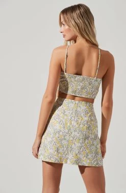 Covina Floral Side Slit Mini Skirt 12 Covina Floral Side Slit Mini Skirt -Chic Outfit Shop ACS9096B YELLOWMULTIFLORAL 1169