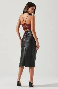 Melody Faux Leather Midi Skirt 16 Melody Faux Leather Midi Skirt -Chic Outfit Shop ACS9099 BLACK 1882