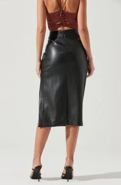 Melody Faux Leather Midi Skirt 15 Melody Faux Leather Midi Skirt -Chic Outfit Shop ACS9099 BLACK 1886