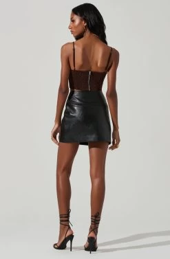 Tracy Faux Leather Front Zip Skirt 28 Tracy Faux Leather Front Zip Skirt -Chic Outfit Shop ACS9101 BLACK 6